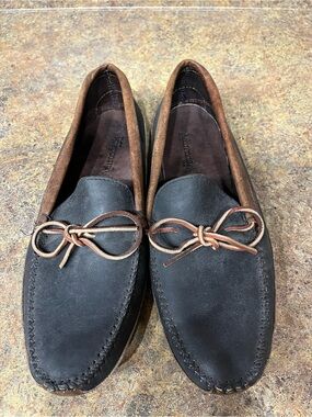 Adirondack Leather Moccasin Loafers Black Brown Tie Slip On Shoes Women's 13